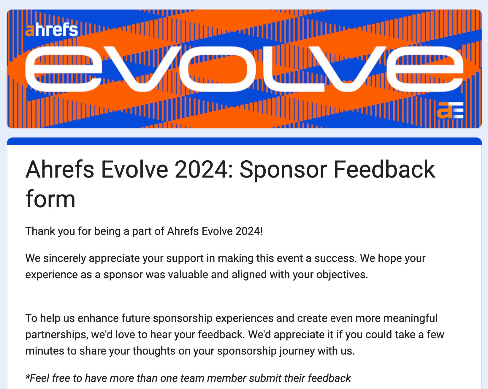 Our post-event survey for sponsors