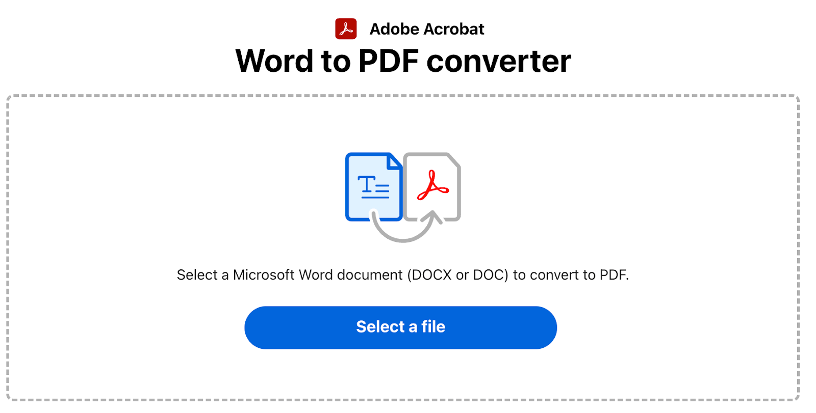 Adobe's free Word to PDF tool converter. 