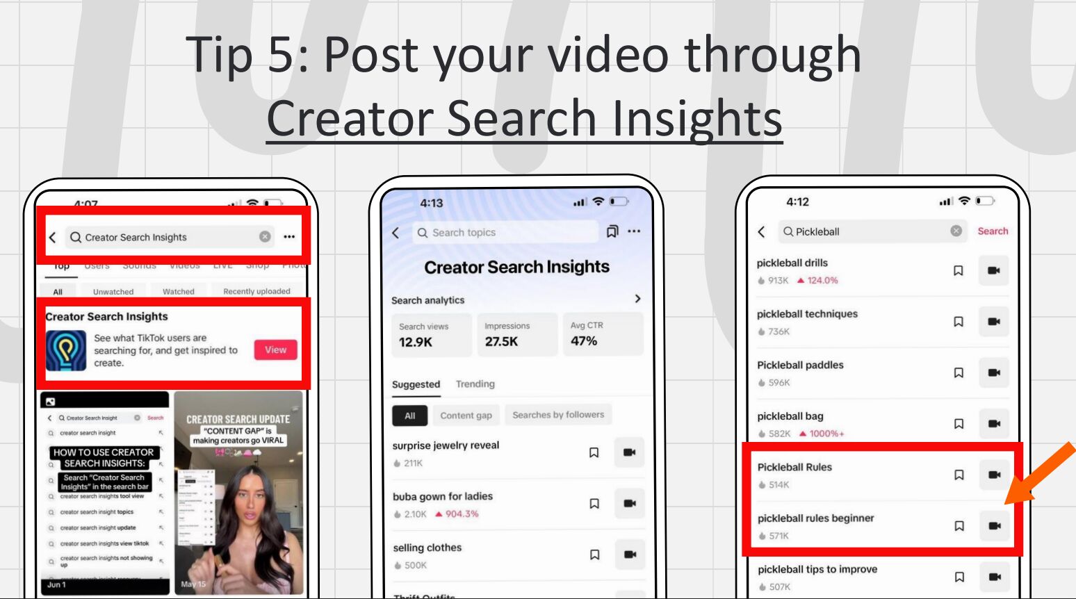 Charlotte showing how to post a video through Creator Search Insights