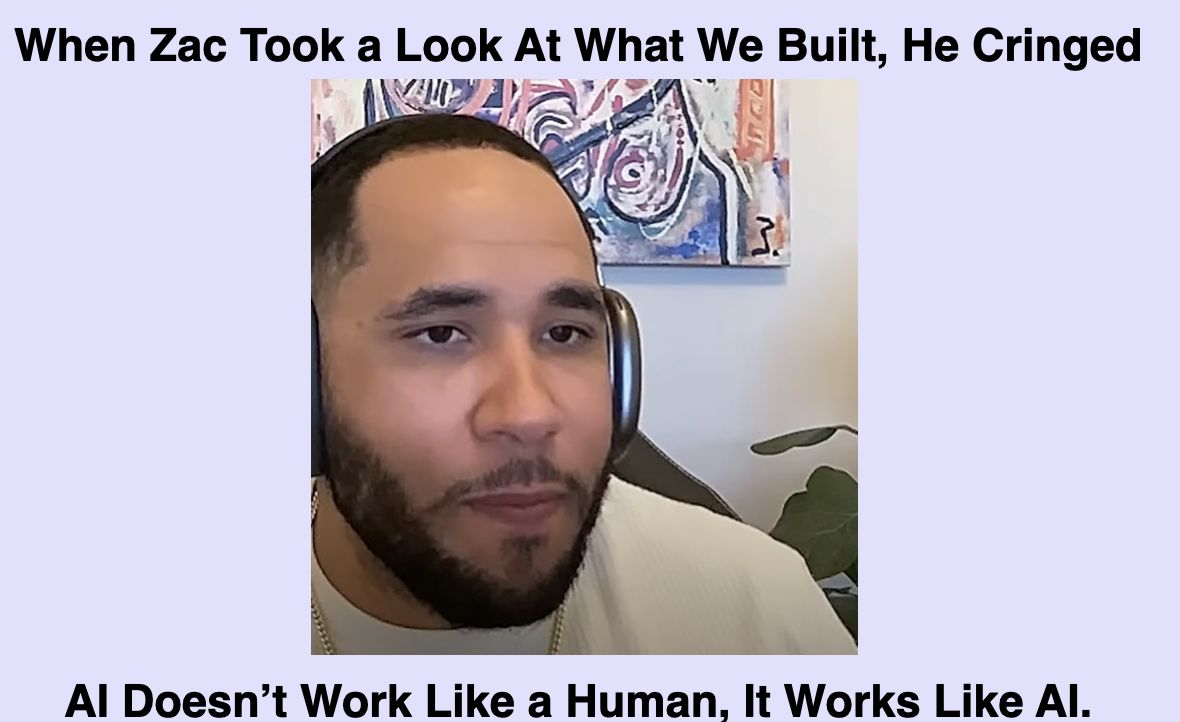 Slide showing how AI doesn't work like a human